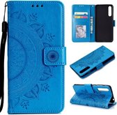 Voor Huawei P20 Pro Totem Bloem Reliëf Horizontale Flip TPU + PU lederen tas met houder & kaartsleuven & portemonnee (blauw)