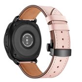22 mm voor Huawei Watch GT2e / GT2 46 mm lederen vlindergesp zwarte knop (roze)