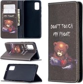 Voor Samsung Galaxy A41 Gekleurde Tekening Patroon Onzichtbare Magnetische Horizontale Flip PU Lederen Case met Houder & Kaartsleuven & Portemonnee (Beer)