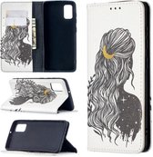 Voor Samsung Galaxy A41 Gekleurde Tekening Patroon Onzichtbare Magnetische Horizontale Flip PU Lederen Case met Houder & Kaartsleuven & Portemonnee (Meisje)