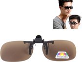 Gepolariseerde clip-on flip-up plastic clip zonnebril lenzen bril onbreekbaar rijden vissen outdoor sport (bruin)