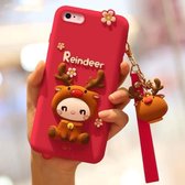 Lovely Reindeer Full Package Anti Falling Silicone Sleeve voor iPhone 6 plus / 6s Plus (rood)