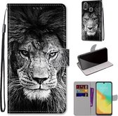 Voor ZTE Blade V10 Vita Gekleurde Tekening Cross Textuur Horizontale Flip PU Lederen Case met Houder & Kaartsleuven & Portemonnee & Lanyard (Zwart Wit Leeuwenkop)