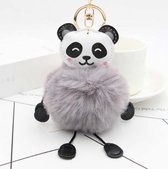 Panda Rabbit Fur Soft Ball Cars Pluche Sleutelhangers (grijs)