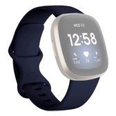 Voor Fitbit Versa 3 / Sense siliconen vervangende horlogeband, maat: L (nachtblauw)