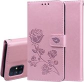 Voor Samsung Galaxy M51 Rose reliëf horizontale flip PU lederen tas met houder & kaartsleuven & portemonnee (rose goud)