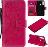 Voor Motorola Moto G8 Power Totem Bloem Reliëf Horizontale Flip TPU + PU lederen tas met houder & kaartsleuven & portemonnee (rood)