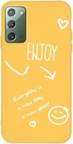 Voor Samsung Galaxy Note20 Geniet van Smiley Heart Pattern Shockproof TPU Case (Geel)