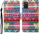 Voor Samsung Galaxy A02s (EU-versie) Gekleurde tekening patroon Horizontale flip lederen tas met houder & kaartsleuven & portemonnee & lanyard (tribale etnische stijl)