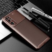 Voor Huawei Honor 30 koolstofvezel textuur schokbestendig TPU-hoesje (bruin)