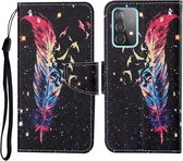 Voor Samsung Galaxy A52 5G / 4G Gekleurde Tekening Patroon Horizontale Flip Leren Case met Houder & Kaartsleuven & Portemonnee & Lanyard (Veer)