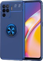 Voor OPPO A94 metalen ringhouder 360 graden roterende TPU-hoes (blauw + blauw)