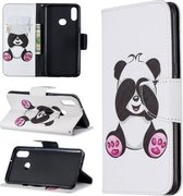 Voor Galaxy A10s Patroon Gekleurde Tekening Horizontale Leren Flip Case met Houder & Kaartsleuven & Portemonnee (Grote Panda)