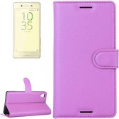 Litchi Texture Horizontale Flip Leren Case met Houder & Kaartsleuven & Portemonnee voor Sony Xperia X Performance (Paars)