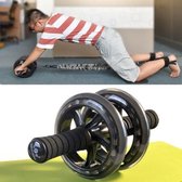SHANLIAN PU buikwiel Dubbel wiel Abdominaal wiel Mute Oefening Fitness Roller met knielende pad (groot wiel (transparant zwart))