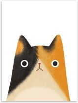 Leuke kat en avatar poster print canvas schilderij Home Art decoratie, afmeting: 30 × 40 cm (geel en zwart)
