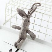 Knuffel wens konijn pop, linnen sjaal lange voet tas boeket konijn pop, hoogte: 16-18 cm (donkergrijs)