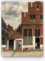 Schilderij - Het straatje - Johannes Vermeer - 19,5 x 26 cm - Niet van echt te onderscheiden handgelakt schilderijtje op hout - Mooier dan een print op canvas.