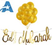 Eid Mubarak Decoratie Set van gouden Banner en 10 Latex Ballonnen