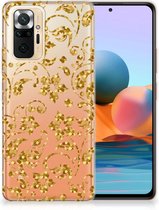 Telefoonhoesje Xiaomi Redmi Note 10 Pro Back Cover Siliconen Hoesje Gouden Bloemen