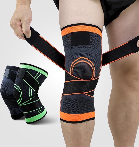 Inuk - Kniebrace - Knie bandage sterk elastisch comfort en strak - Maat L (check tabel!) - Oranje - Knieband - Ook verkrijgbaar in zwart