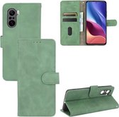 Voor Geschikt voor Xiaomi Redmi K40 / K40 Pro Effen Kleur Huidgevoel Magnetische Gesp Horizontale Flip Kalfsstructuur PU Lederen Case met Houder & Kaartsleuven & Portemonnee (绿色)