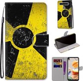 Voor LG K61 Gekleurde Tekening Cross Textuur Horizontale Flip PU Lederen Case met Houder & Kaartsleuven & Portemonnee & Lanyard (Geel Zwart Logo)
