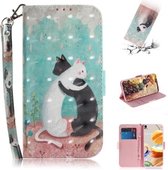 Voor LG K61 3D Gekleurde Tekening Horizontale Flip Leren Case met Houder & Kaartsleuven & Portemonnee & Lanyard (Zwart Wit Kat)