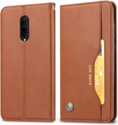 Voor OnePlus 7 Kneed Huidtextuur Horizontaal Leren Flip Hoesje met Fotolijst & Houder & Kaartsleuven & Portemonnee (Bruin)