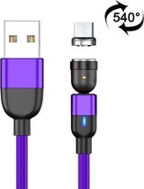 2m 3A-uitgang USB naar micro-USB 540 graden roterende magnetische datasynchronisatie-oplaadkabel (paars)