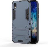 Schokbestendige pc + TPU-hoes voor Huawei Honor 8S, met houder (marineblauw)
