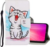 Voor Xiaomi Redmi Note 8T 3D Gekleurde Tekening Horizontale Flip PU Lederen Case met Houder & Kaartsleuven & Portemonnee (Rode Mond Kat)