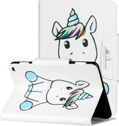 Voor Amazon Kindle Fire HD 8 (2020) Gekleurde tekening patroon Horizontale flip lederen tas met houder & kaartsleuven & portemonnee (een eenhoorn)