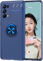 Voor OPPO Reno5 5G metalen ringhouder 360 graden roterende TPU-hoes (blauw)