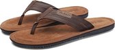 Modetrend suède sandalen pantoffels voor heren (kleur: bruin maat: 43)