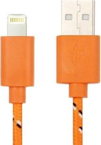 2 m Nylon netting Style USB Data Transfer oplaadkabel, voor iPhone 6 & 6 Plus, iPhone 6s & 6s Plus, iPhone 5 & 5S & 5C, compatibel met iOS 11.02 (oranje)