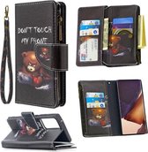 Voor Samsung Galaxy Note20 Ultra 5G Gekleurde Tekening Patroon Rits Horizontale Flip Lederen Case met Houder & Kaartsleuven & Portemonnee (Beer)