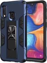 Voor Samsung Galaxy A20e Soldier Armor Shockproof TPU + PC Magnetische beschermhoes met houder (blauw)