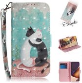 Voor Samsung Galaxy Note20 Ultra 3D Gekleurde Tekening Horizontale Flip Leren Case met Houder & Kaartsleuven & Portemonnee & Lanyard (Zwart Wit Kat)