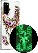 Voor Samsung Galaxy Note20 Lichtgevende TPU zachte beschermhoes (Flower Deer)