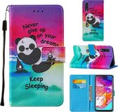 Voor Samsung Galaxy A70 / A70s Cross Texture Painting Pattern Horizontale Flip Leren Case met Houder & Kaartsleuven & Portemonnee & Lanyard (Sleeping Panda)