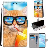 Voor Xiaomi Mi 10T Lite 5G Gekleurde Tekening Cross Textuur Horizontale Flip PU Lederen Case met Houder & Kaartsleuven & Portemonnee & Lanyard (Kat Drinken Soda)