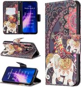 Voor Geschikt voor Xiaomi Redmi Note 8 Gekleurde Tekening Horizontale Flip Leren Case met Houder & Kaartsleuven & Portemonnee (Bloem Olifant)