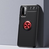 Voor Xiaomi Poco M3 / Redmi Note9 4G metalen ringhouder 360 graden roterende TPU-hoes (zwart + rood)