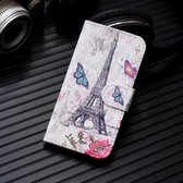 3D-schilderijpatroon Gekleurde tekening Horizontale flip PU lederen tas met houder & kaartsleuven en portemonnee voor Xiaomi Redmi 6 (Eiffeltoren)