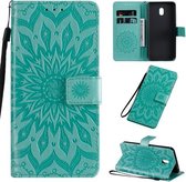 Voor Xiaomi Redmi 8A Geperst Afdrukken Zonnebloem Patroon Horizontale Flip PU Lederen Case met Houder & Kaartsleuven & Portemonnee & Lanyard (Groen)