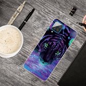 Voor Samsung Galaxy A12 schokbestendig geverfd transparant TPU beschermhoes (paarse tijger)