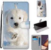 Voor Samsung Galaxy Note 20 Ultra Gekleurde Tekening Cross Textuur Horizontale Flip PU Lederen Case met Houder & Kaartsleuven & Portemonnee & Lanyard (Sneeuw Puppy)