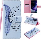 Voor Samsung Galaxy Note 20 Ultra Schilderen Horizontale Flip Leren Case met Houder & Kaartsleuf & Lanyard (Veer)