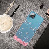 Voor Samsung Galaxy A12 Gekleurde tekening Clear TPU beschermhoesjes (kersenbloesems)